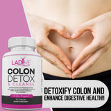 Pure Colon Cleanse & Detox 15 Day Program - Herbal Laxative Constipation Relief with Psyllium Husk, Cascara Sagrada & Senna Leaves - Special Women Intestinal Cleanser by Ladyme - 30 Capsules