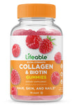 Lifeable Collagen peptides 100mg with Biotin 10000mcg - Great Tasting Natural Flavor Gummy Supplement - Gluten Free, Vegetarian, GMO-Free Chewable - for Hair, Skin and Nails - for Adults - 90 Gummies