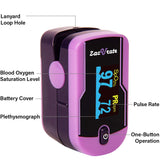 Zacurate 500E Premium Fingertip Pulse Oximeter Oximetry Blood Oxygen Saturation Monitor with Silicon Cover, Batteries and Lanyard (Mystic Purple)