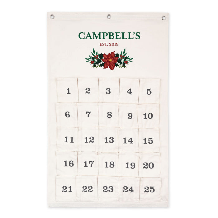 Weddingstar Customizable Reusable Fabric Christmas Advent Calendar - Poinsettia