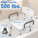 HOMLAND Shower Chair for Inside Shower with Arms, 500 lbs Heavy Duty Shower Seat for Bathtub, Height Adjustable Safety Bath Seat for Elderly, Adults, Handicap and Disabled