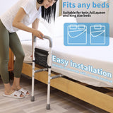 WeHwupe Bed Rails for Elderly Adults Height Adjustable Bed Assist Rail for Seniors Safety Bed Handle with Leg Bedside Fall Prevent Grab Bar with Storage Pocket Fits King Queen Full Twin Bed