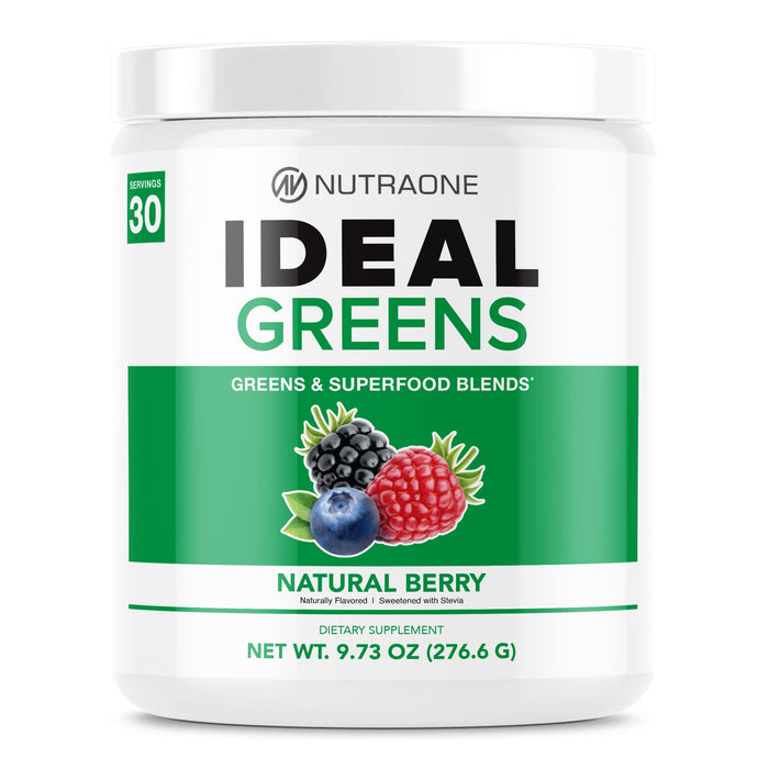 NutraOne Ideal Greens Antioxidant and Nutrient-Rich Superfood Greens Powder Supplement (Natural Berry - 30 Servings)