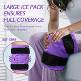 XXL Knee Ice Pack Wrap Around Entire Knee After Surgery, Reusable Gel Ice Pack for Knee Injuries, Large Ice Pack for Pain Relief, Swelling, Knee Surgery, Sports Injuries, 2 Pack (Purple)