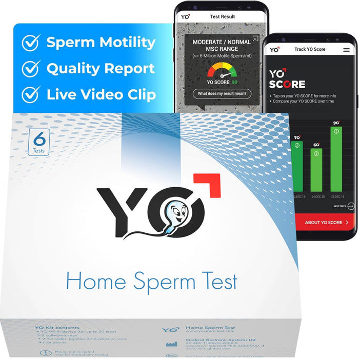 YO Home Sperm Test | At-Home Fertility Test Kit for Men | Check Motile Sperm Concentration with 97% Accuracy | Fast Results Using Your Smartphone | includes 6 Tests | Private, Convenient, Easy to Use