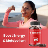 Vitamin B Complex Gummies | Vitamin B Gummies for Women, Men & Kids | Boosts Energy & Metabolism | B Complex Vitamins B1, B2 (Riboflavin), B3 (Niacin), B5, B6, B7 (Biotin), B9 (Folic Acid), Methyl B12