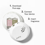 Pura - Smart Home Fragrance Device Starter Set V3 - Scent Diffuser for Homes, Bedrooms & Living Rooms - Includes Fragrance Aroma Diffuser & Two Fragrances - Asian Woods & Spice and Lavender Fields