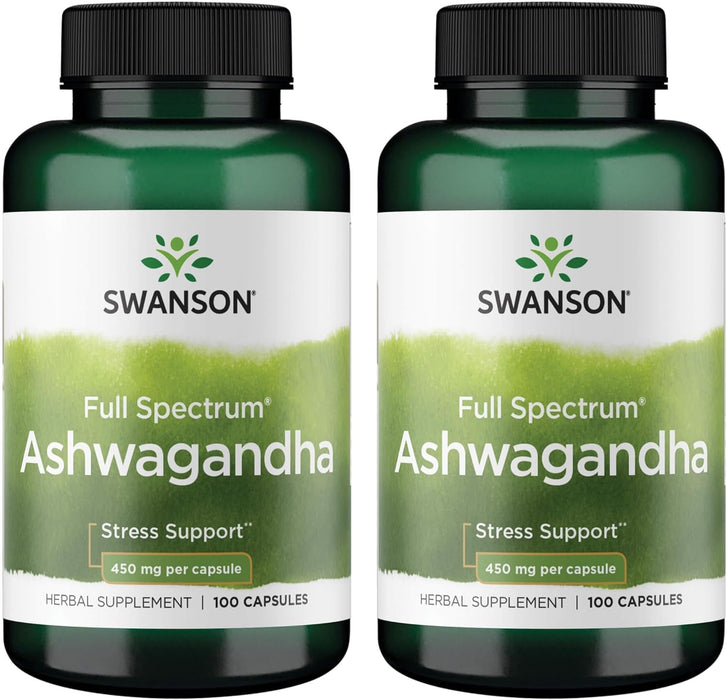 SWANSON Premium Ashwagandha Powder, 100 Capsule, 450 mg - 2 Pack