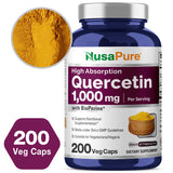 NusaPure Quercetin 1000mg - 200 Veggie Caps (Non-GMO, Vegan, Vegetarian) Bioperine