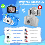 Upgrade Kids Camera, Christmas Birthday Gifts for Girls Boys Age 3-12, 1080P HD Selfie Digital Video Camera for Toddlers, Cute Portable Little Girls Boys Gifts Toys for 3 4 5 6 7 8 9 Years Old