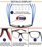 Reading Glasses for Men 4-Pack Stylish Computer Readers with Spring Hinges, Anti Glare/Eye Strain Filter UV Ray Blue Light Blocking Two-tone Reader Eyeglasses,+3.0 Magnification Strength