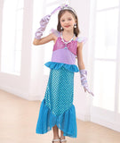 iTVTi Little Girls Mermaid Costume for Girls Princess Dress Up Ariel Outfits with Accessories Wig Birthday Party Halloween Cosplay, Blue, 5-6 Years(Tag 130)