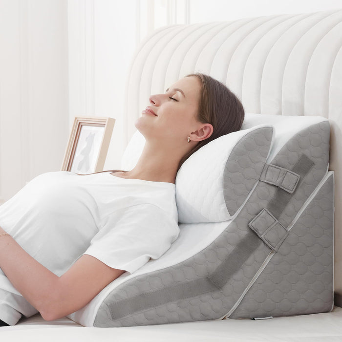 Foamalusion Bed Wedge Pillow for Sleeping 3PCS, 9 &12& 20 Inches Adjustable Memory Foam Wedge Pillow for Acid Reflux Relief, Pillow Wedge for After Surgery, Snoring, Back Pain