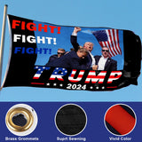 DOSMINE Supporter Kit Trump 2024 Flag 3 * 5ft Trump Survived Shot Fight Trump Flag Banner Trump Stickers Trump Hat Trump Socks Trump Keychain Trump Bracelets Heat Transfer Sticker