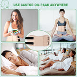 Castor Oil Pack, DEROWN Castor Oil Packs for Liver Detox, Less Mess, Made of Organic Cotton Flannel & Waterproof PUL, Reusable Massage Castor Oil Pack Kit with Anti Oil Leak Design (Oil Not Included)