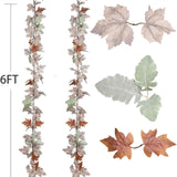 DearHouse 2 Pack Fall Garland Maple Leaf, 5.9Ft/Piece Hanging Vine Garland White Autumn Foliage Garland Thanksgiving Decor for Home Wedding Fireplace Party Christmas (White&Orange)