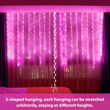 HXWEIYE 300LED Pink Fairy Curtain Hanging Lights with Remote 8 Modes Timer for Bedroom, 9.8x9.8Ft USB Plug in Christmas Fairy String Lights for Outdoor, Weddings, Party, Garden, Wall, Decorations