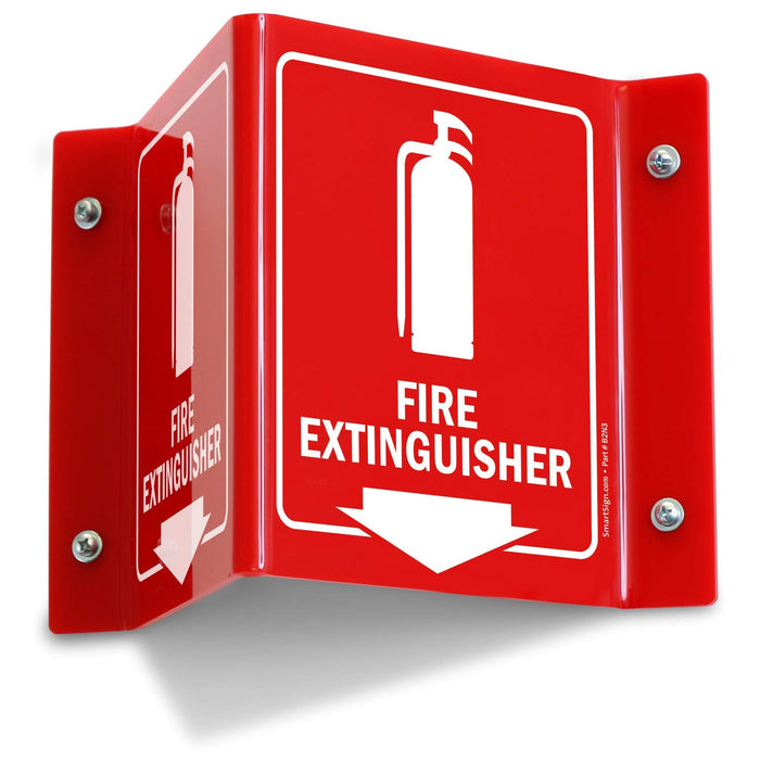 SmartSign “Fire Extinguisher” Projecting Sign with Arrow | 6" Polished Acrylic