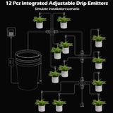 Automatic Drip Irrigation System Kits with 5 Gal Reservoir, Timer, Water Pump,12 Drip Emitters, 65.6FT/20M Drip Tubes Smart Automatic Garden Watering System for Indoor Plants/Lawn/Greenhouse