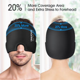 ONLYCARE Migraine Relief Cap, Upgraded Odorless Migraine Ice Head Wrap, Headache Relief Hat for Migraine, Black 2 Packs