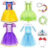 Kileubuto Princess Dress Up for Girls - Princess Dresses Clothes Costumes with Princess Crown Accessories for Little Girls 3-8,Toddler Girls Princess Toys Gift for Birthday Christmas