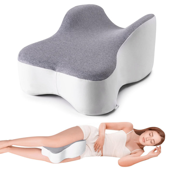 Long Knee Pillow for Side Sleeper Fully Support Thighs and Knees for Sciatica, Back, HIPS, Knees, Joints Pain Relief - Leg Pillow for Side Sleeping Between Legs Aligns Spine- Large,Gray