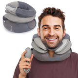 Neck Stretcher with Pillow Cover, Inflatable Cervical Traction Device for Neck Pain Relief, Neck Traction Device with Removable Air Pump, Adjustable Neck Brace for Use at Home or on Trips