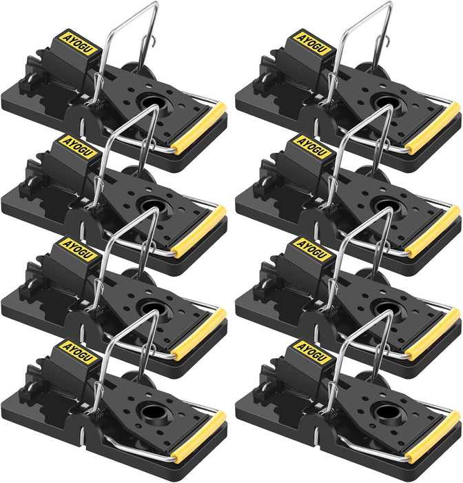 AYOGU Mouse Traps, Mice Traps for House - Pack of 8 (Black-8 Packs)