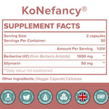 KoNefancy Berberine HCL Supplement 1000mg, High Absorption Berberine Plus Vegan Capsules with Silymarin Complex Formula for Cardiovascular, 60 Count (Pack of 1)