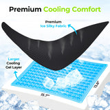 AUVON Cooling Gel Wheelchair Seat Cushion for Sciatica, Back, Pressure Sore and Ulcer Pain Relief, Breathable Memory Foam Chair Cushion with Waterproof Silk Fabric, Removable Strap, Anti-Slip Cover