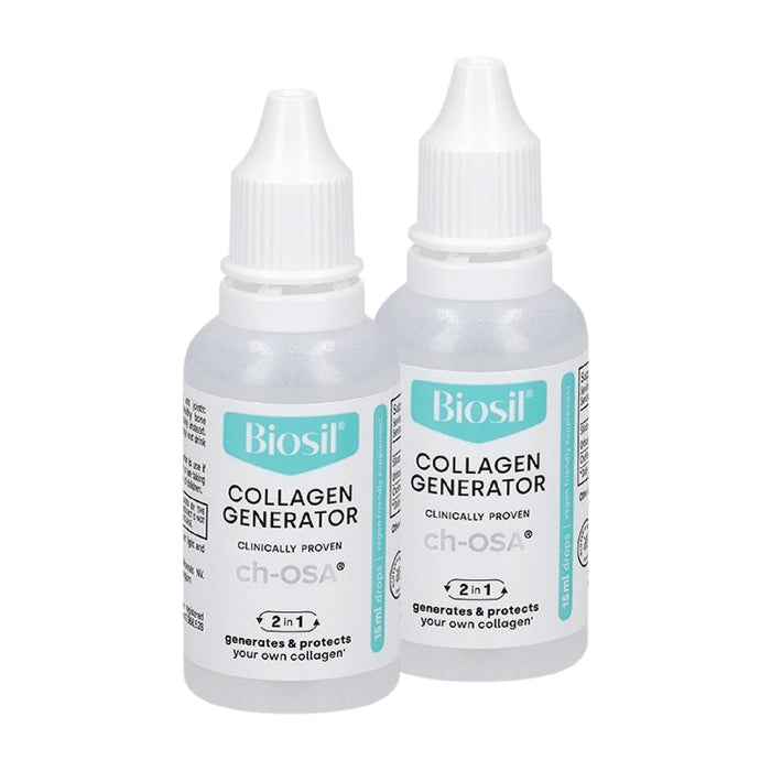 Biosil Collagen Generator - 0.5 fl oz Drops, Pack of 2 - with Patented ch-OSA Complex - Generates & Protects Your Own Collagen - GMO Free - 120 Total Servings