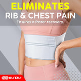 BLITZU Broken Rib Brace Chest Binder & Wrap Belt for Post-Surgery, Cracked, Fractured, Dislocated Ribs, Pain and Strain Treatment. Rib Cage Protection, Compression and Support. Plus Size