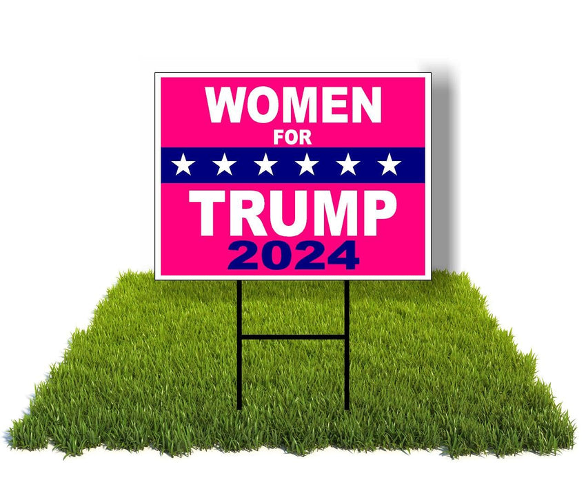 Eco Women for trump 2024 pink 1 Double Sided 12x16 in Yard Road Sign w/Stand