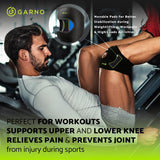 GARNO Knee Brace for Men and Women, Adjustable Neoprene Stabilizer for Meniscus Tear, Arthritis, Tendonitis, MCL, ACL, Pain Relief & Recovery, Tendon Support Strap for Running (Small/Medium Size)