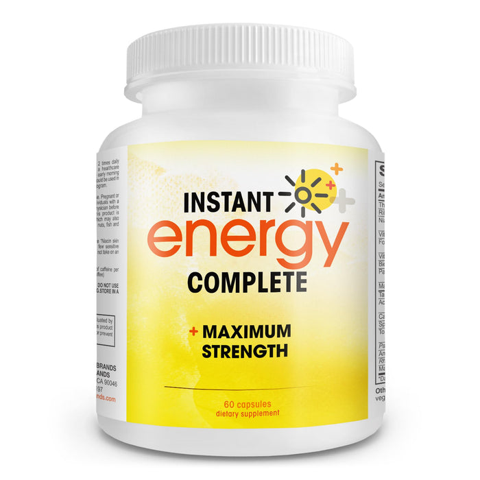 Instant Energy Complete - 18-in-1 Vegan Energy and Focus Supplement - Vegan Caffeine Pills (60 Daily Capsules)