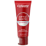 Colgate Optic White Renewal Teeth Whitening Toothpaste, Whitening Fluoride Toothpaste, Effectively Removes Tea, Coffee, and Wine Stains, Made with Hydrogen Peroxide, Brilliant Shine, 3 Pack, 3.0 oz