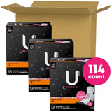 U by Kotex Balance Ultra Thin Overnight Pads with Wings, 114 Count (3 Packs of 38) (Packaging May Vary)