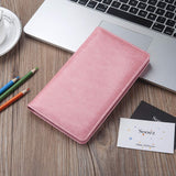 Sooez Leather Professional Business Card Book Holder Organizer, 240 Card Capacity PU Name Card Credit Cards Booklet (Pink)