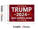 PLAIEI Save America Again Boat Marine Flag 12x18 Inches Double Sided 3Ply Small Trump 2024 Boat ATV Flag President Election Supporter Fans Patriotic MAGA Banner Outdoor Indoor (Red)