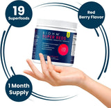 BIOHM Super Reds - Beet Root Powder Antioxidant Beets & Smoothie Mix with Tart Cherry Extract & 19 Red Whole Foods Packed with Prebiotics & Probiotics, Non GMO, Red Berry Flavor, 30 Servings