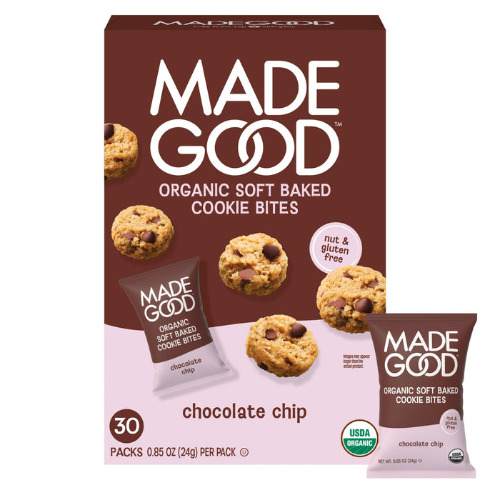 MadeGood Soft Baked Mini Chocolate Chip Cookies, 30-Pack Gluten Free