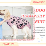 FUAMEY Recovery Suit for Dogs After Surgery,Soft Breathable Dog Bodysuit E-Collar & Cone Alternative Surgical Suit,Male Female Dog Neuter Spay Suits Anti Licking Wounds Onesie Pink Leopard S