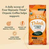 Four Sigmatic Think Mushroom Coffee | Organic Ground Coffee with Lion's Mane Mushroom and Chaga Mushroom | Nootropic Mushroom Coffee for Better Focus and Immune Support | 12oz Bag