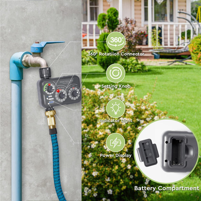 MOISTENLAND Sprinkler Timer, Hose Timer, Lawn & Garden Watering Equipment, Programmable Water Timer with Rain Delay/Manual/Automatic Irrigation System, IP54 Waterproof