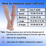 BSERA Calf Compression Sleeve Women, 2 Pairs 15-20mmHg Calf Support Footless Compression Socks Stockings for Shin Splints, Varicose Veins, Recovery (Nude/Skin, Large)