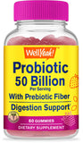 WellYeah 50 Billion Probiotics + Prebiotics for Men and Women Gummies - Digestive Support, Gut Health, Immune Support Gummy - Probiotics for Digestive Health with 12 Strains - 60 Gummies