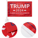 2 Pack Car Flags,Car Flag Donald Trump 2024 Take America Back Flag Outdoor and Car Flag Pole, Car Logo Window Clip Can be Clipped to Most Windows 14 inch Flag Pole and 16 x 10 inch Double Sided Flag