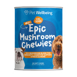Pet Wellbeing Epic Mushroom Chewies for Dogs - Vet-Formulated - Immune Support, Cognitive Health, Adaptogenic Stress Support with Reishi, Chaga, Lion's Mane Medicinal Mushrooms - 90 Soft Chews