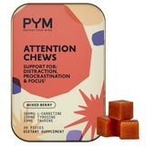 PYM Attention Chews Support for Procrastination, Focus & Productivity, 20 Count - 518mg L-Carnitine, 54mg Tyrosine, 11mg L-Taurine - Caffeine-Free, All-Natural Mood Boost Supplement Made in USA!