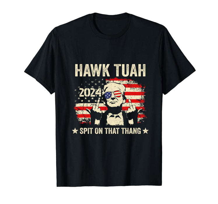 Trump 2024 Flag Funny Hawk Tush Middle Finger 24 Vote Trump T-Shirt